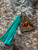 Tooled & Tasseled Keychain-Buckskin Doe & Turquoise Rose