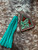 Tooled & Tasseled Keychain-Teal Flower w/ Black Gator