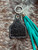 Tooled & Tasseled Keychain-Teal Flower w/ Black Gator
