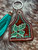 Tooled & Tasseled Keychain-Teal Flower w/ Black Gator