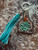 Tooled & Tasseled Keychain-Turquoise Succulent & Brown Gator
