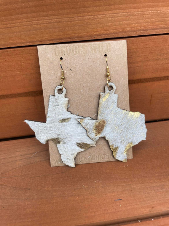 White & Gold Acid Wash Texas Earrings