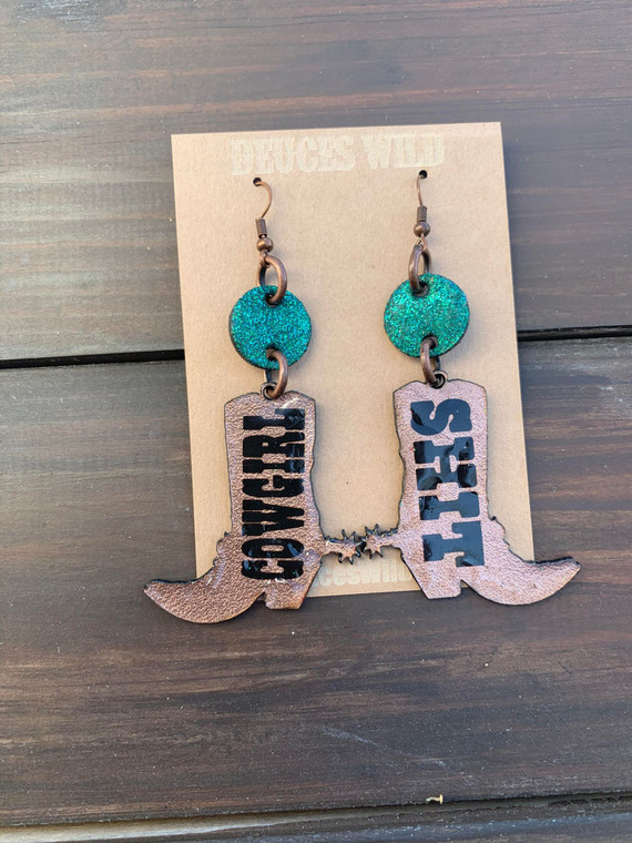 Cowgirl Shit Boot Earrings
