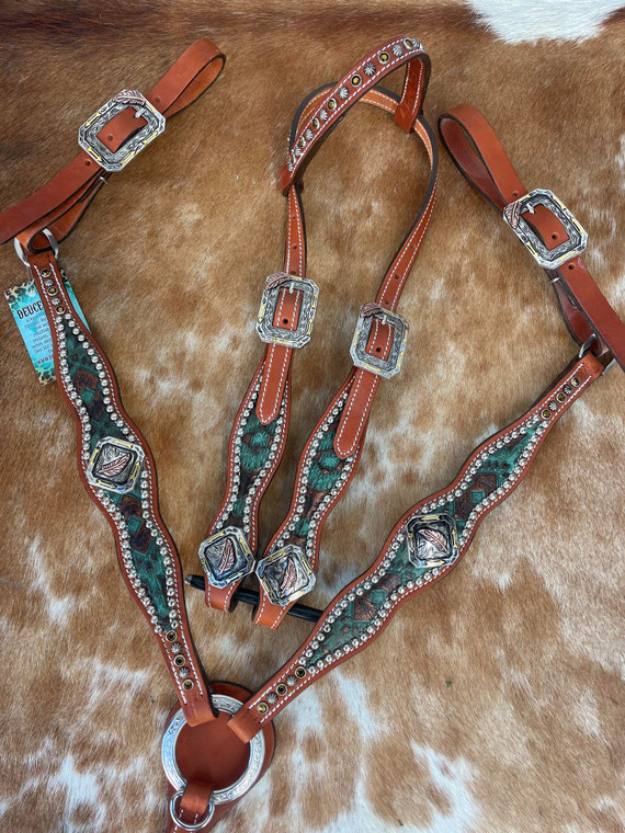 Scalloped Aztec w/ Feather Conchos In Stock Set