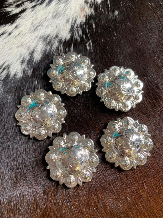 Shiny Silver 1.5" Round Berry (Group Of 5 Conchos)