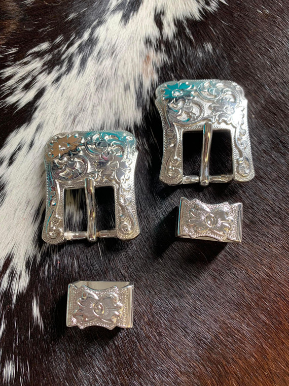 Shiny Silver 2 Part Buckles (Pair) Fit 3/4" Straps