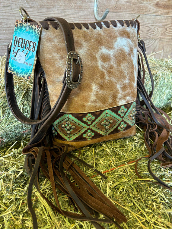 Bag 24-Brown & White Spotted w/ Teal Navajo