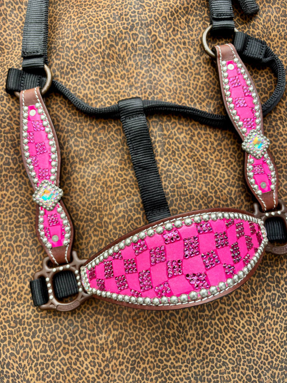 Hot Pink Checkered Cheek Halter In Stock