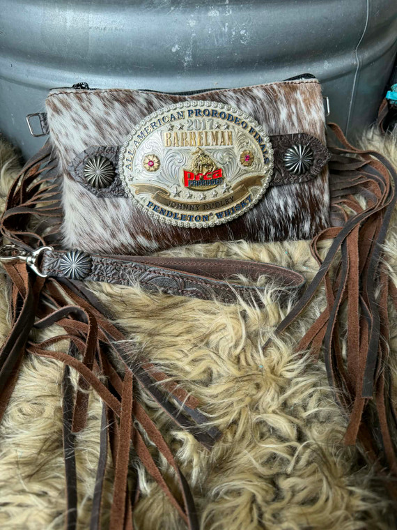 Buckle Wristlet-Brown & White Spotted w/ Brown Floral