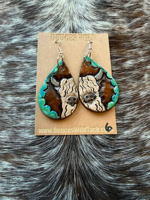 Tooled Earrings-Cow 006