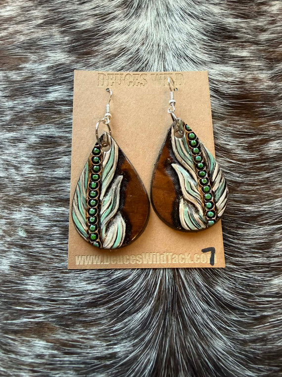 Tooled Earrings-Feather 007