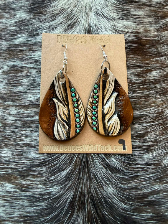 Tooled Earrings-Feather 009