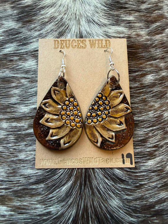 Tooled Earrings-Sunflower 019