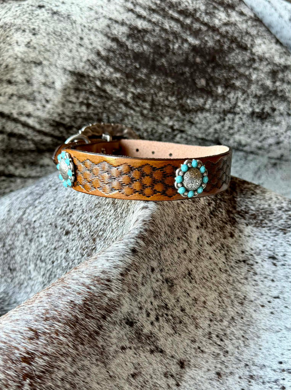 13-16" Aztec Stamped w/ Turq Conchos