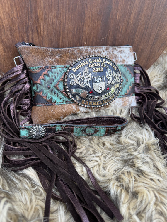 Buckle Wristlet-Brown Spotted Aztec
