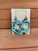 Turquoise Scroll Texas Teardrop Earrings