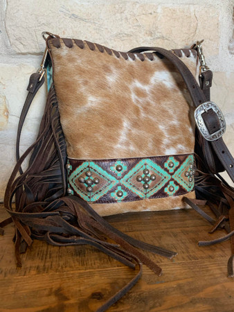 Bag 24-Brown & White Spotted w/ Teal Navajo - DEUCES WILD TACK LLC
