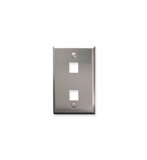 ICC IC107SF2SS - 2Port Face - Stainless - Faceplate<br/>- 2 Port<br/>- Single gang<br/>- Port fits all ICC jacks and modules<br/>- Easy snap-in port design<br/>- Contemporary design<br/>- Stainless steel