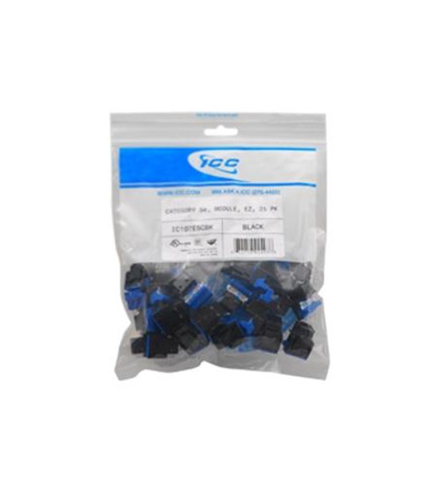 ICC MODULE- CAT 5e- HD- 25 PK- BLACK