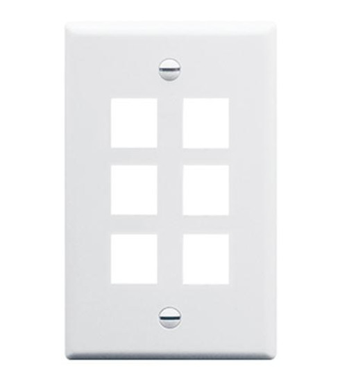 ICC FACEPLATE- OVERSIZED- 6-PORT- WHITE