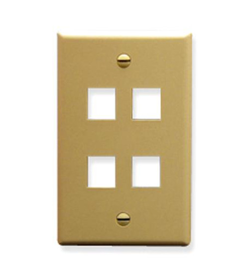 FACEPLATE, FLAT, 1-GANG, 4-PORT, IVORY