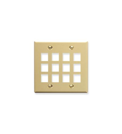 FACEPLATE, FLAT, 2-GANG, 12-PORT, IVORY