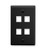 FACEPLATE, FLAT, 1-GANG, 4-PORT, BLACK