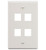 FACEPLATE, FLAT, 1-GANG, 4-PORT, WHITE