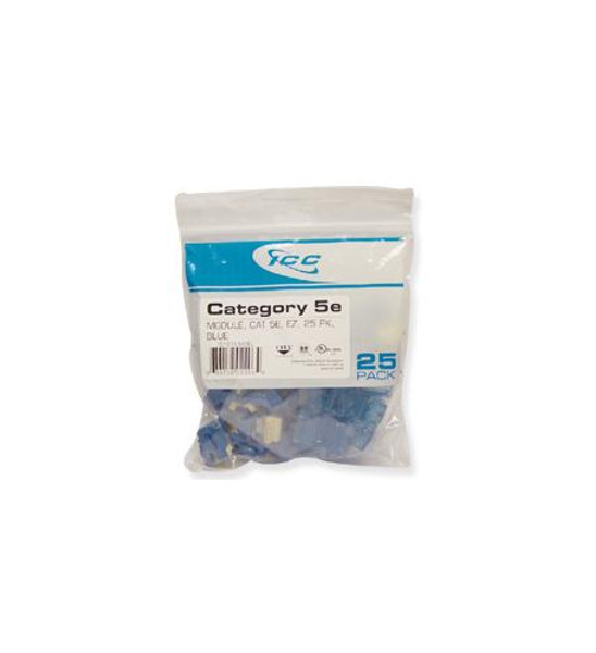 ICC IC107E5CBL - 25PK Cat5 Jack - Blue EZ ICC IC107E5CBL - 25PK Cat5 Jack - Blue EZ