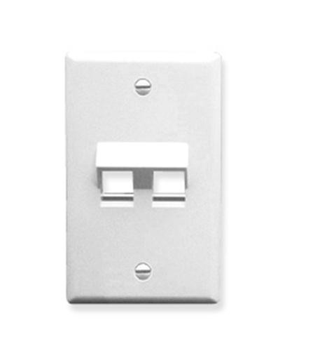 ICC FACEPLATE- ANGLED- 1-GANG- 2-PORT- WHITE