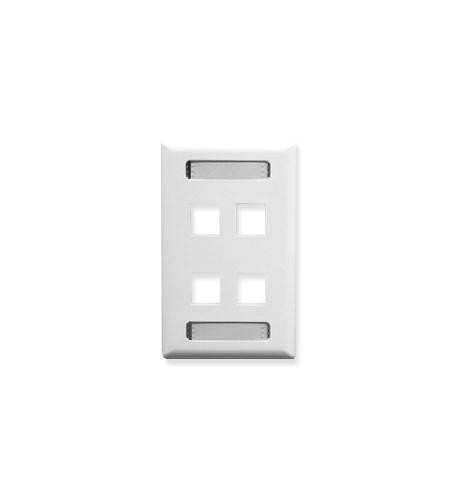 ICC FACEPLATE- ID- 1-GANG- 4-PORT- WHITE