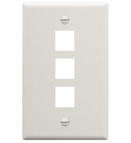 FACEPLATE, FLAT, 1-GANG, 3-PORT, WHITE