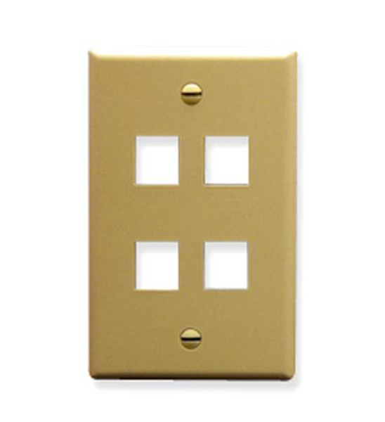 FACEPLATE, FLAT, 1-GANG, 4-PORT, IVORY