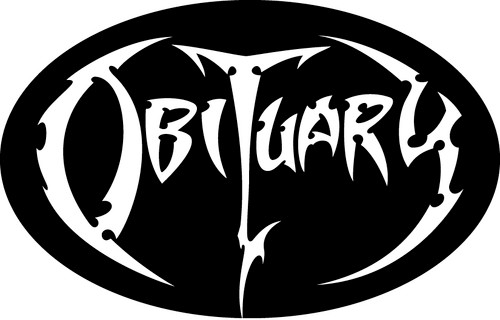 Obituary White Logo - Vinyl Oval Sticker