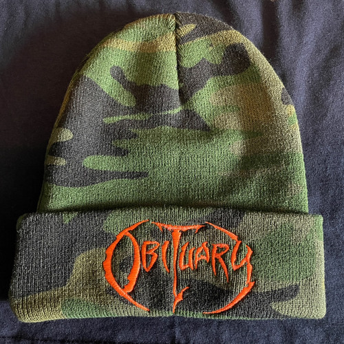 Obituary Army Camo Beanie "Orange Logo"