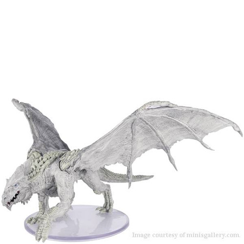 Young Adult White Dragon Dungeons & Dragons miniature from the Icons of the Realms Icewind Dale - Rime of the Frostmaiden set.