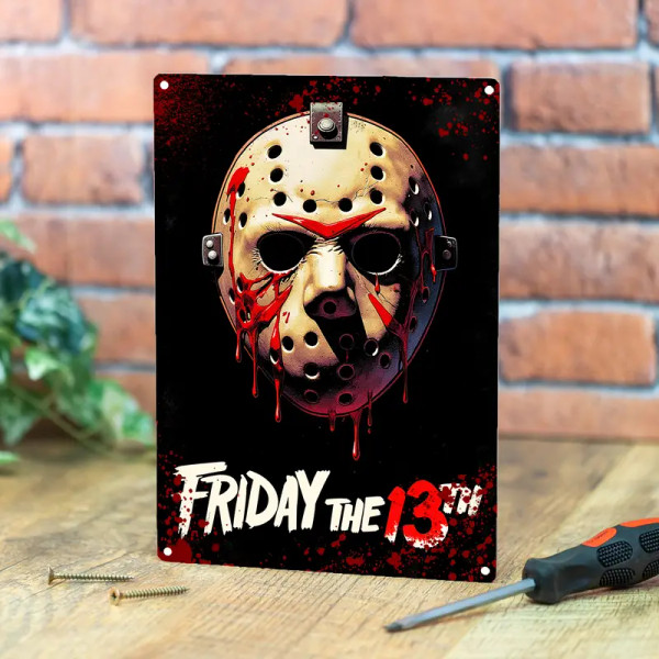 12 inch by 8 inch metal poster.