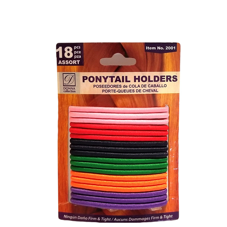 Donna PONYTAIL Holders - 18 Pieces Assorted Colors