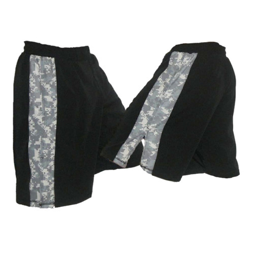 Black MMA Fight Shorts with ACU Stripe