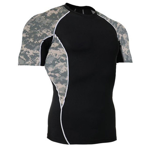 ACU Camouflage Short Sleeve Side Panel Rash Guard