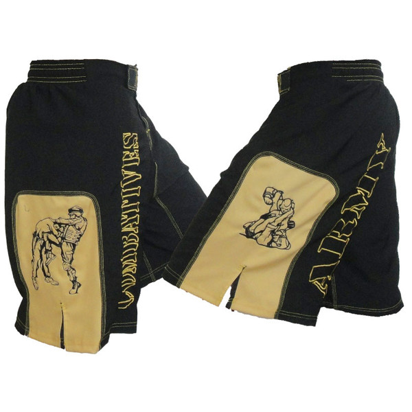 Army Combatives Panel Fight Shorts Black & Gold