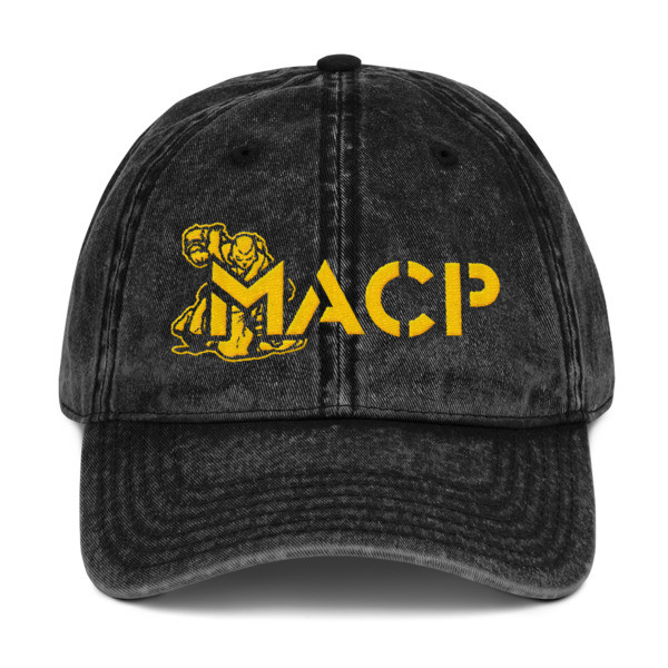 MACP Vintage Cotton Cap - Distressed Black with Gold Embroidery - Otto Cap