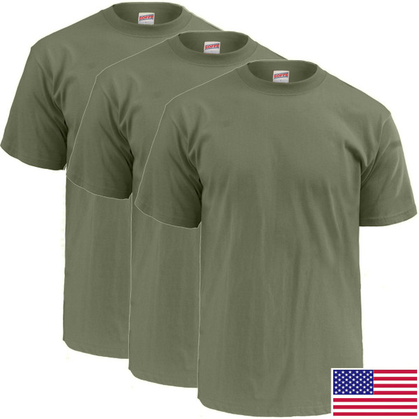 Military Olive Drab T-Shirt, 100 Percent Cotton Poly 3-Pack
