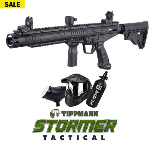 Tippmann Stormer Tactical Black Friday Package - Gun, Mask, Hopper & Compressed Air Tank