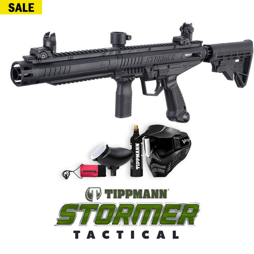 Tippmann Stormer Tactical Black Friday Package - Gun, Mask, Hopper & CO2