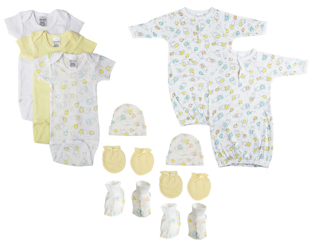 Unisex 100% Cotton Unisex Newborn Baby 11 Pc Layette Sets Newborn