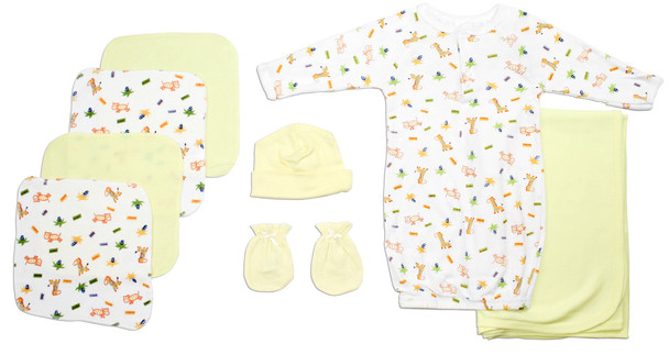 Unisex 100% Cotton Unisex Newborn Baby 8 Pc Layette Baby Shower Gift Set Newborn