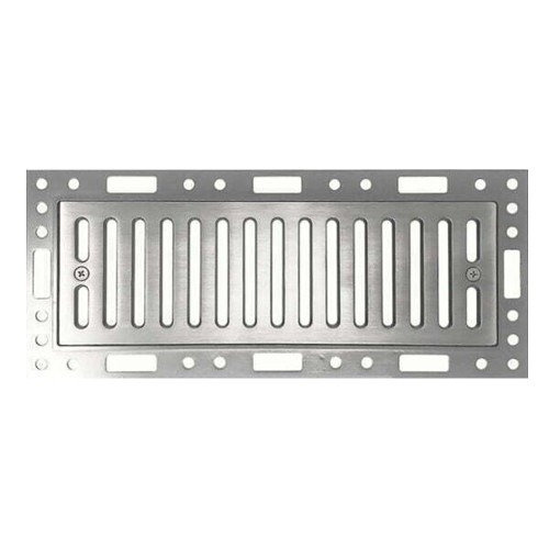 4" x 10" Rejilla de Piso Empotrada con Ranuras Lineales -  Plata Cepillada