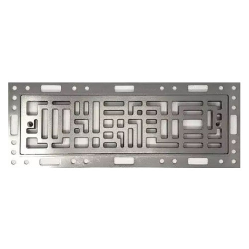 4" x 12" Rejilla de Piso Empotrada con Ranuras Tipo Laberinto -  Plata Cepillada