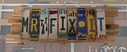 Mr Fix It Cut License Plate Strip Sign